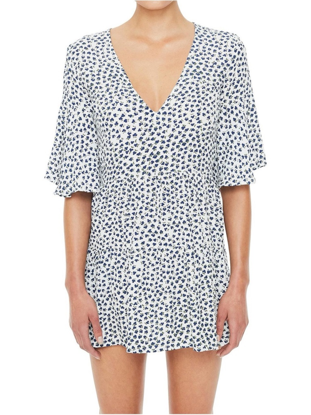 Faithfull the Brand Fresa Floral Dress in White and Blue